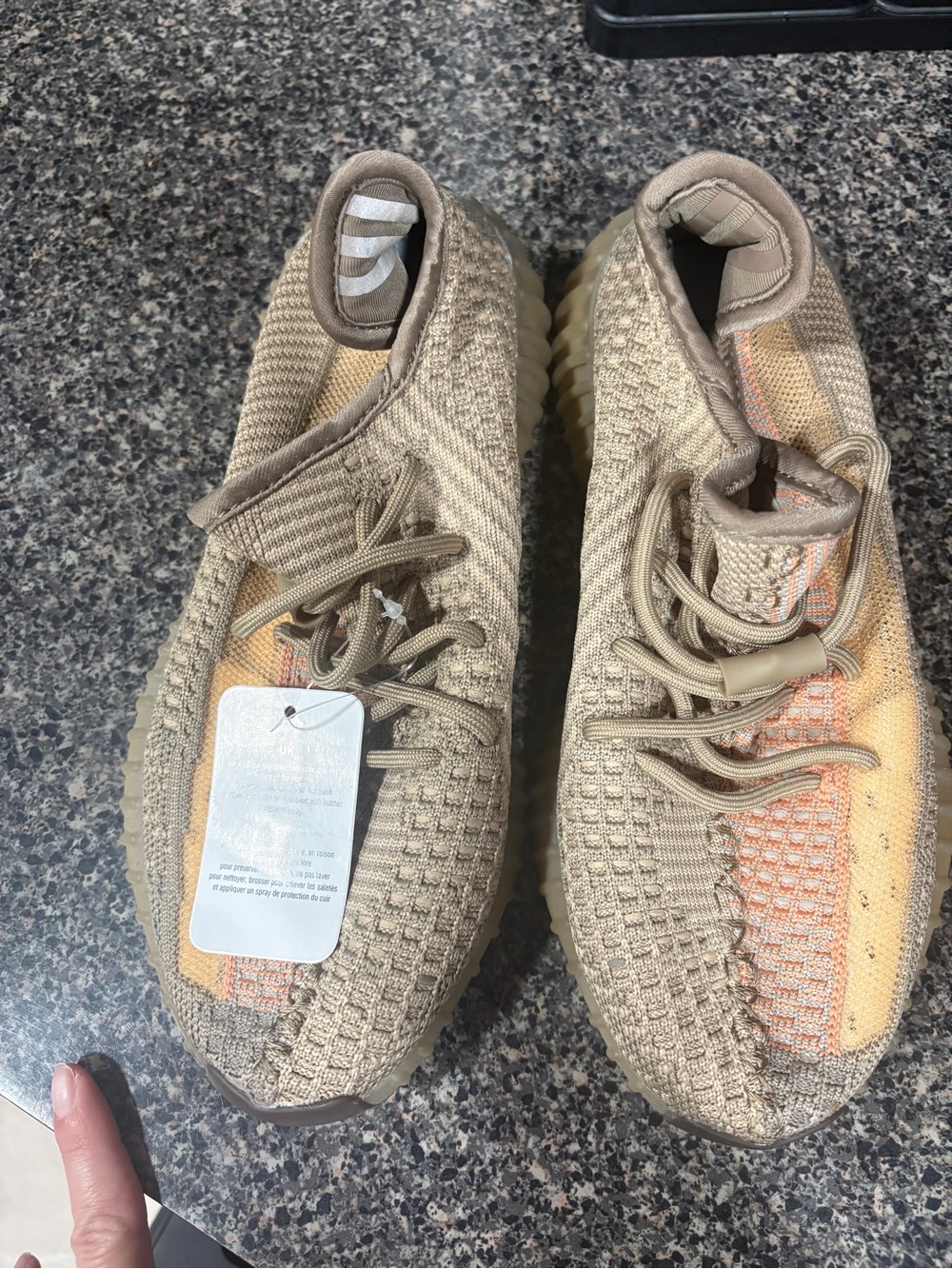 adidas Men's Knit Trainers in Tan with Orange Accent